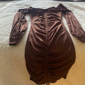 Brown off the shoulder dress